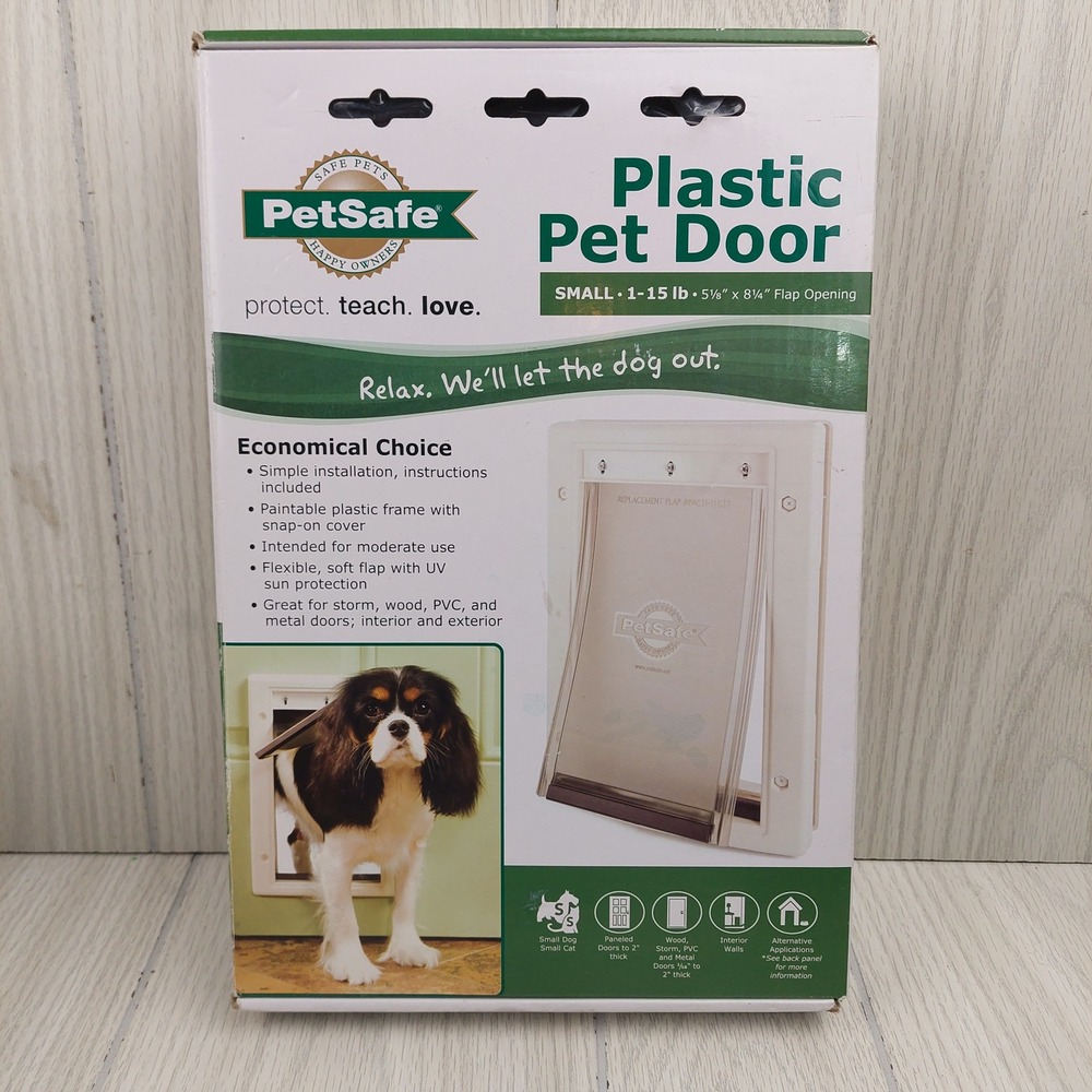 PetSafe Plastic Pet Door Small 1-15 lb White Paintable Frame UV Flap PPA11-10703